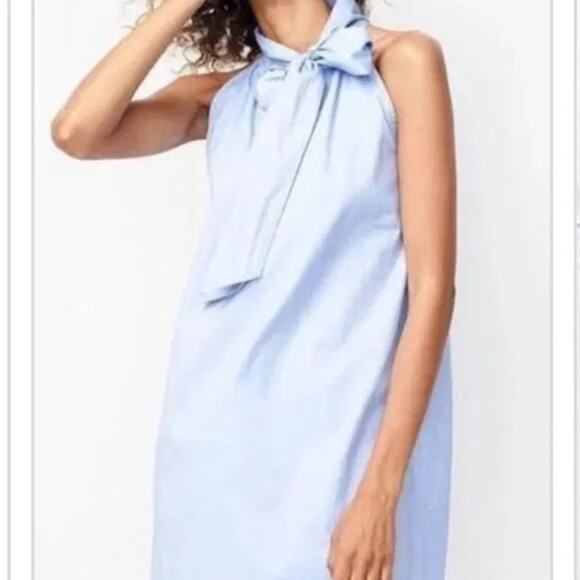 J. Crew Oxford Neck Tie Mini Dress Size 4 - Picture 2 of 7